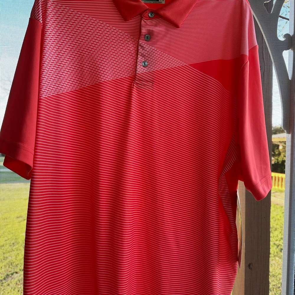 Men's Red Striped Polo Shirt